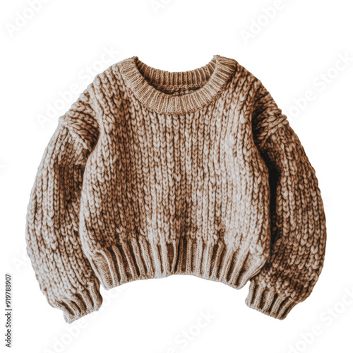 PNG Cozy knitted sweater on a neutral background highlighting its texture and design photo