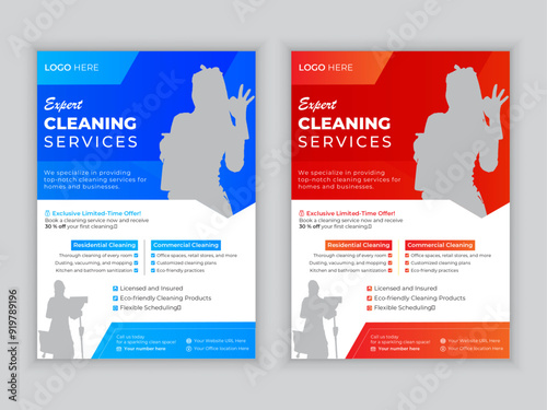 Modern Cleaning service agency editable flyer, house cleaning flier, home service template, pool, roof cleaning poster, office cleaning Housekeeping, wash, clean or home repair service marketing flyer