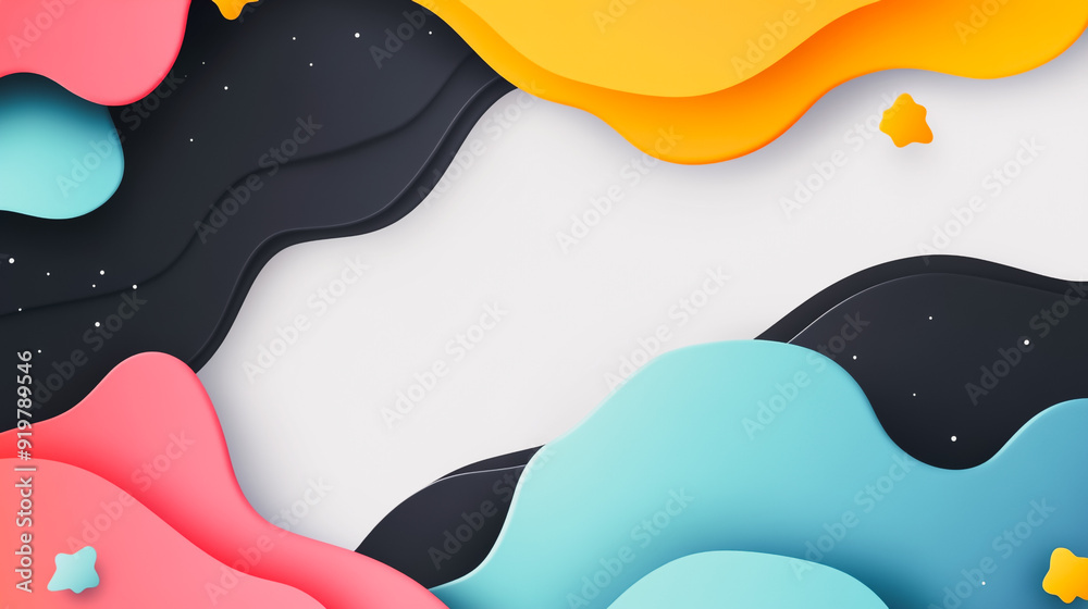 Abstract white background with pastel colorful 3D abstract background overlap layer on dark space with wave decoration. Modern graphic design element motion style concept for banner, flyer, card, Abstract white background with pastel colorful 3D abstract background overlap layer on dark space with wave decoration. Modern graphic design element motion style concept for banner, flyer, card,