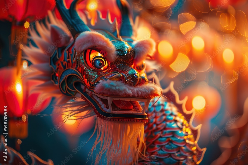 Vibrant Dragon Lantern at the Chinese Lantern Festival Celebrating the Lunar New Year