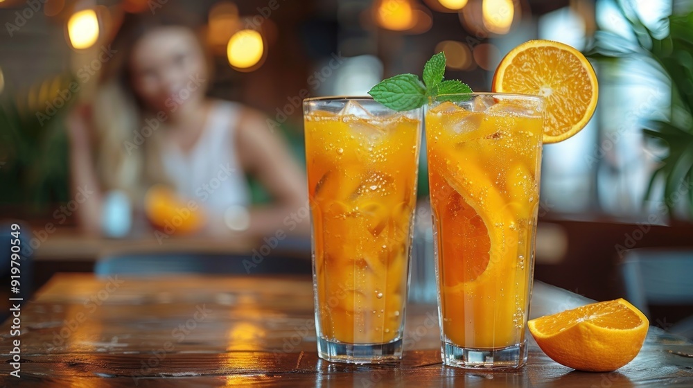 Refreshing Orange Drink with Ice Refreshing Orange Drink with Ice