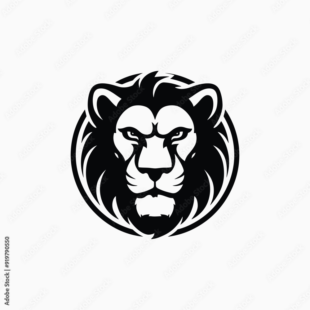 Lion face logo animal vector template illustration