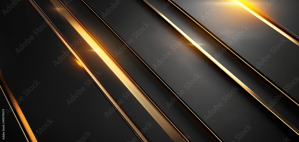 Abstract black and gold diagonal stripes background.