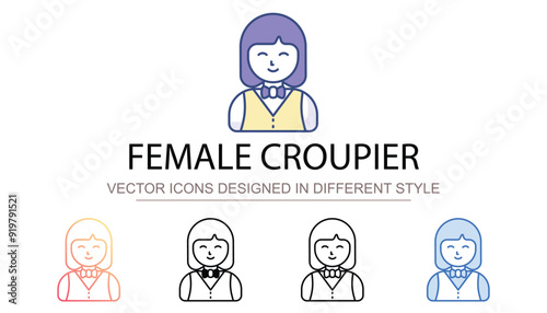 Female Croupier icon design with white background stock illustration