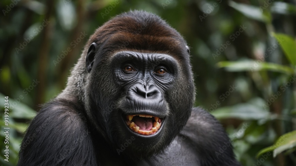 Cute Laughing Gorilla using Wide Grin A Delightful Scene. Cute Laughing Gorilla using Wide Grin A Delightful Scene.