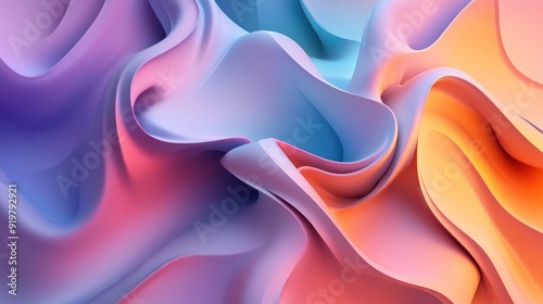 3D abstract waves in iridescent colors wallpaper