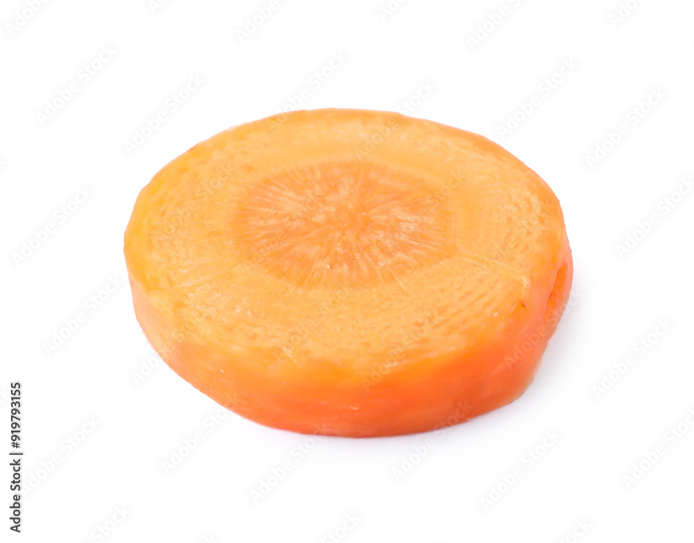 Slice of fresh ripe carrot isolated on white Slice of fresh ripe carrot isolated on white