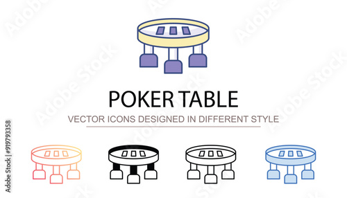 Poker Table icon design with white background stock illustration