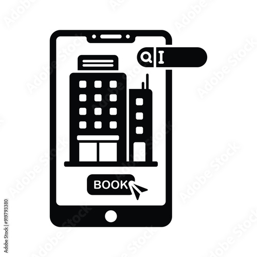 Hotel booking icon design, online hotel reservation platform