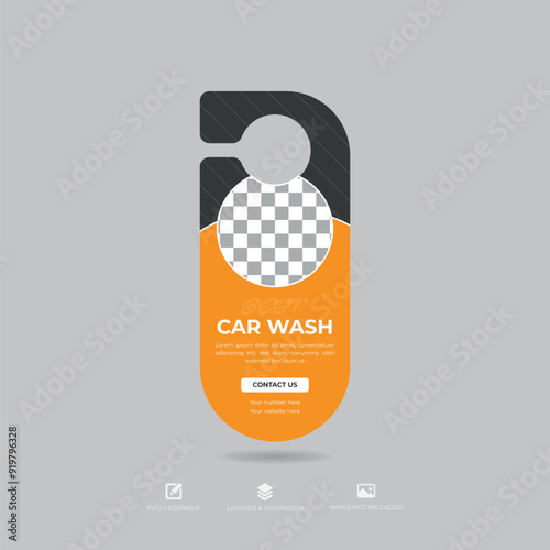 Vector door hanger car washing services template.
