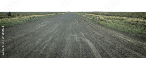 Center perspective gravel road isolated landscape photo