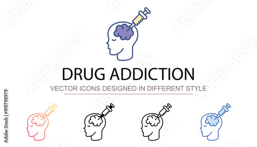 Drug Addiction icon design with white background stock illustration