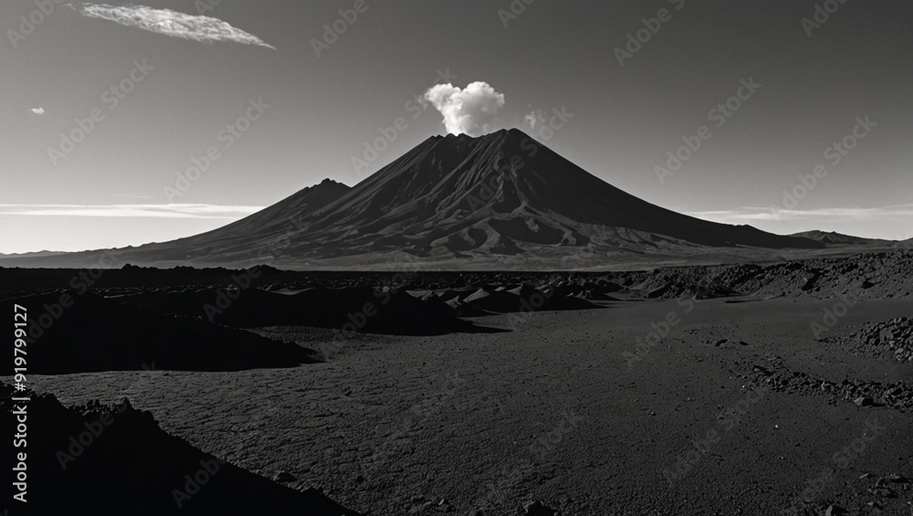 Fototapeta premium Ethereal Volcano Silhouettes Noir Cinematic Landscape