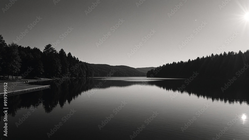 Fototapeta premium Mysterious Noir Lakeside Serenity