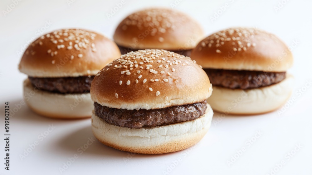 Slider Buns. White Mini Hamburger Buns Isolated for Epicure Snack Slider Buns. White Mini Hamburger Buns Isolated for Epicure Snack