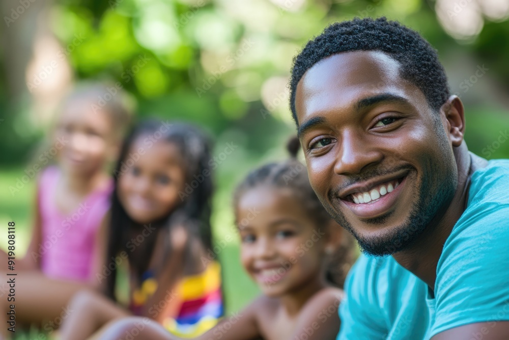 Black Family Backyard. Cheerful Outdoor Family Time with Father and Daughter Black Family Backyard. Cheerful Outdoor Family Time with Father and Daughter