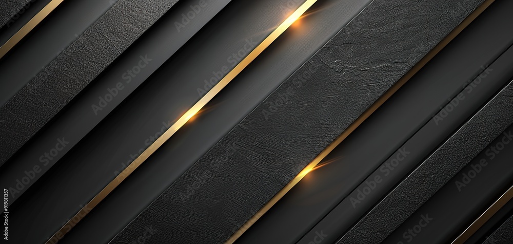 Abstract black and gold diagonal stripes with glowing lines.