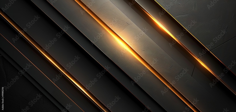 Abstract black and gold diagonal stripes with glowing lines. Abstract black and gold diagonal stripes with glowing lines.