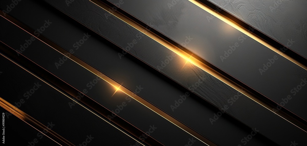 Abstract black and gold diagonal stripes with light effect. Abstract black and gold diagonal stripes with light effect.