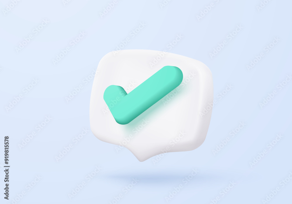 3d check mark sign icon on bubble. check list button best choice for right, success, tick, accept, agree on application. 3d choose correct icon vector with shadow render illustration 3d check mark sign icon on bubble. check list button best choice for right, success, tick, accept, agree on application. 3d choose correct icon vector with shadow render illustration