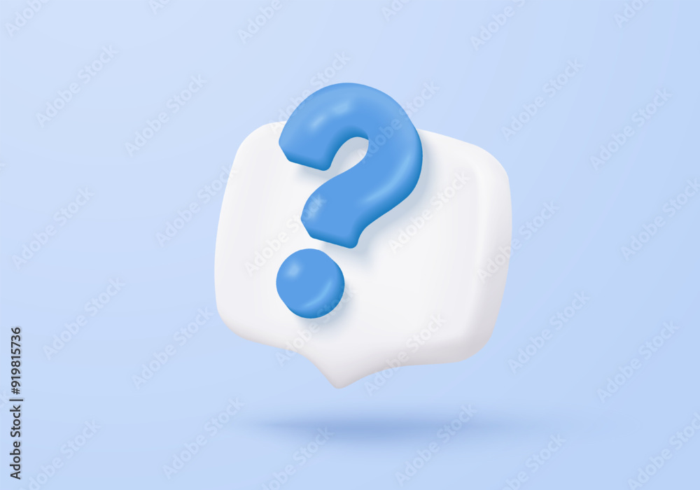 3d question answer sign or problem icon. speak bubbles question mark ...