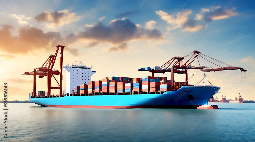 Container ship carrying container boxes, transportation world Container ship carrying container boxes, transportation world