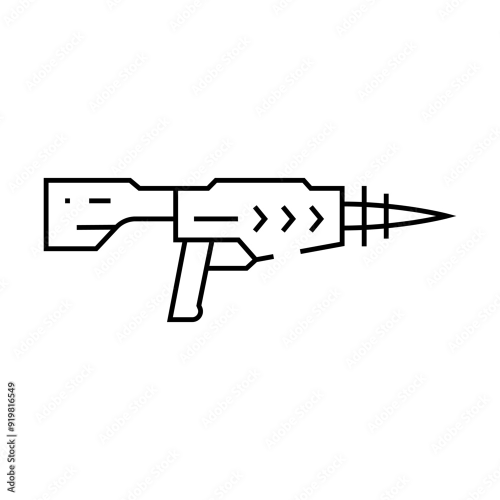 laser gun weapon military line icon vector. laser gun weapon military sign. isolated contour symbol black illustration laser gun weapon military line icon vector. laser gun weapon military sign. isolated contour symbol black illustration