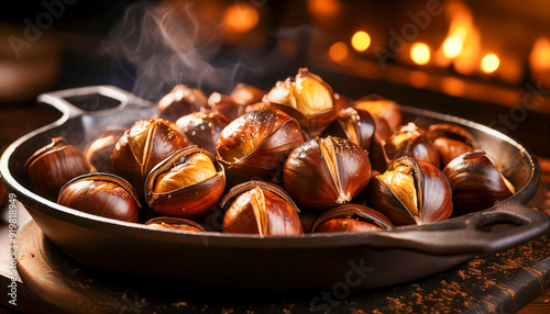 A plate of roasted chestnuts