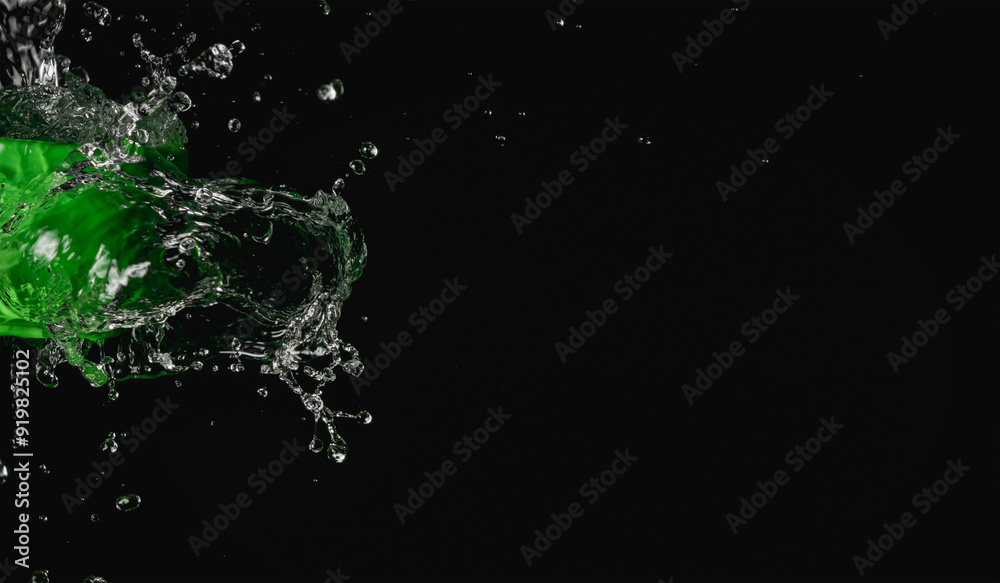 Splashes of water pouring from a hose in the dark Splashes of water pouring from a hose in the dark