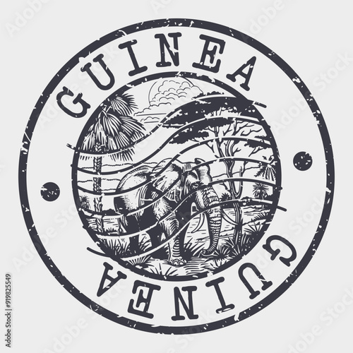 Guinea Stamp Postal. Silhouette Seal. Passport Round Design. Vector Icon. Design Retro Travel. National Symbol.