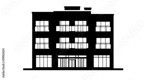 Modern building with retail spaces on the ground floor and residential units above, vector illustration art