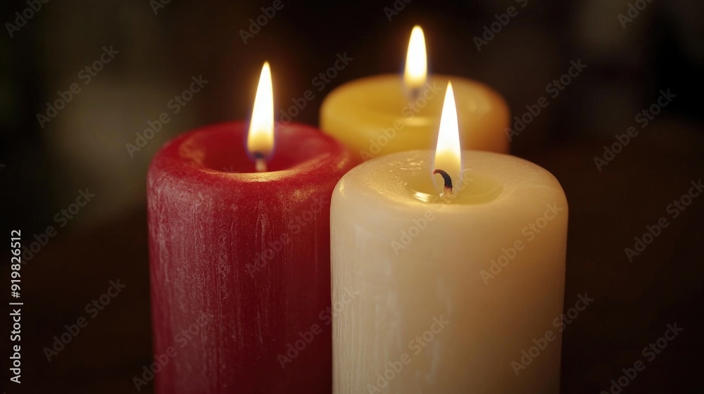 Three candles side by side Three candles side by side