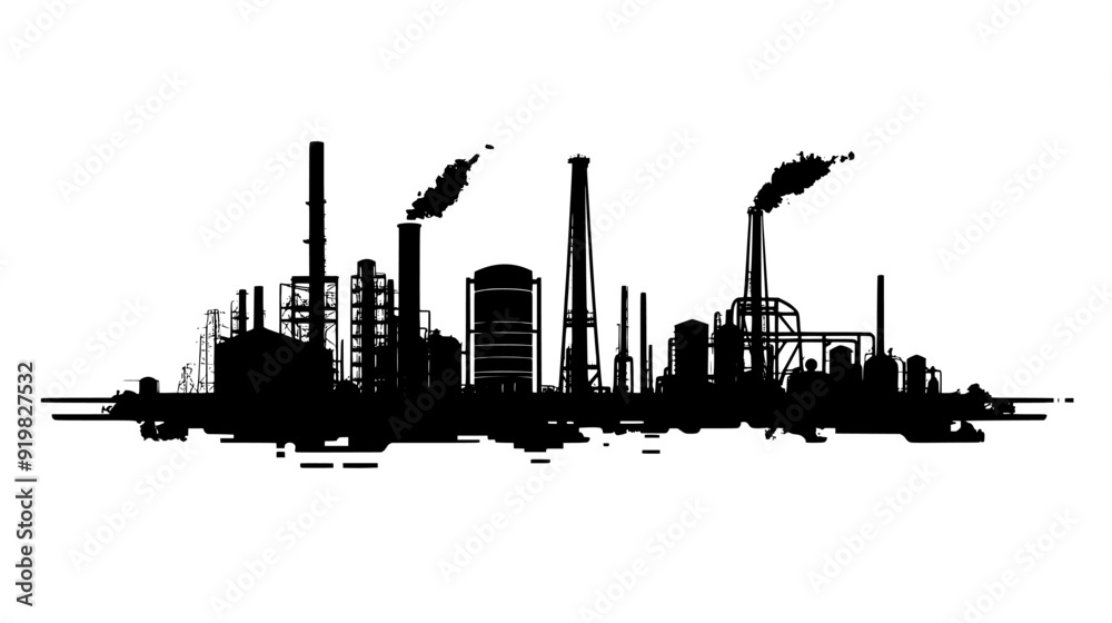 Abandoned industrial complex with rusting machinery and decaying infrastructure, vector illustration art Abandoned industrial complex with rusting machinery and decaying infrastructure, vector illustration art