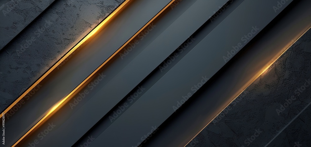 Abstract black and gold geometric background with diagonal lines and textured surface. Abstract black and gold geometric background with diagonal lines and textured surface.