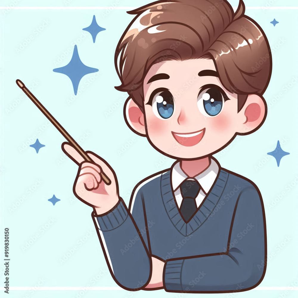 An illustration of a boy pointing his finger. An illustration of a boy pointing his finger.