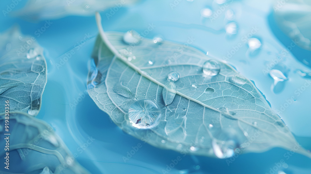 Lovely, clear water droplet on a translucent leaf Lovely, clear water droplet on a translucent leaf