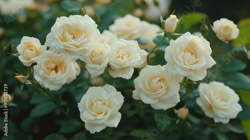 White Roses with Green Leaves