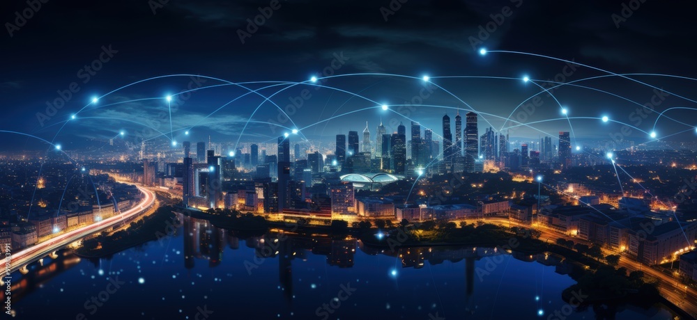 Smart City and network connection concept Smart City and network connection concept