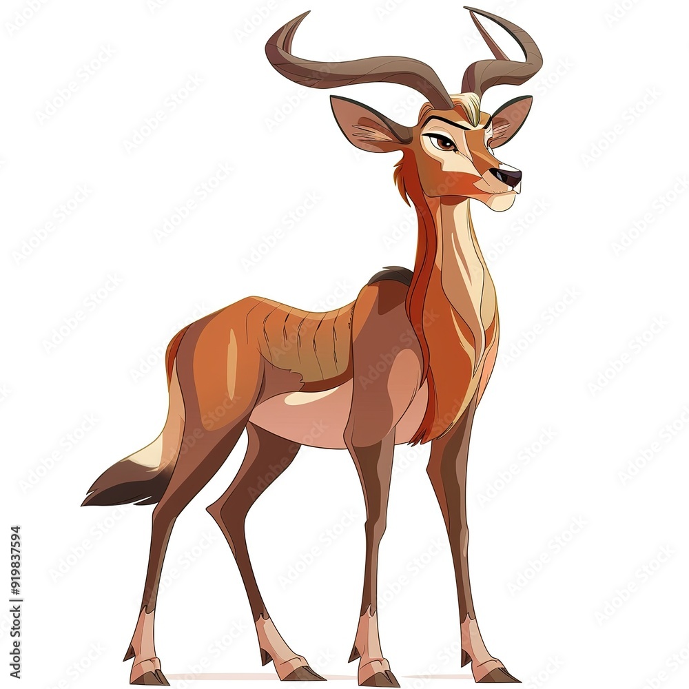 Fototapeta premium Antelope king fantasy animal cartoon isolated whitebackground