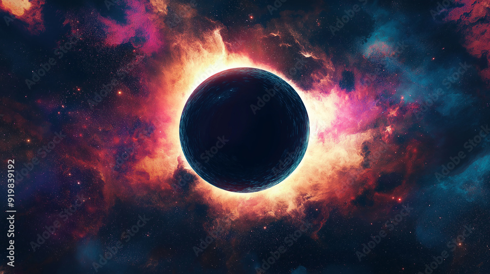 Obraz premium Pop art concept dark planet poster background. Colorful background in pop art retro comic style.