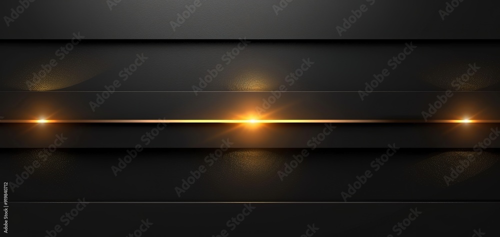 Abstract black background with a golden line and light. Abstract black background with a golden line and light.