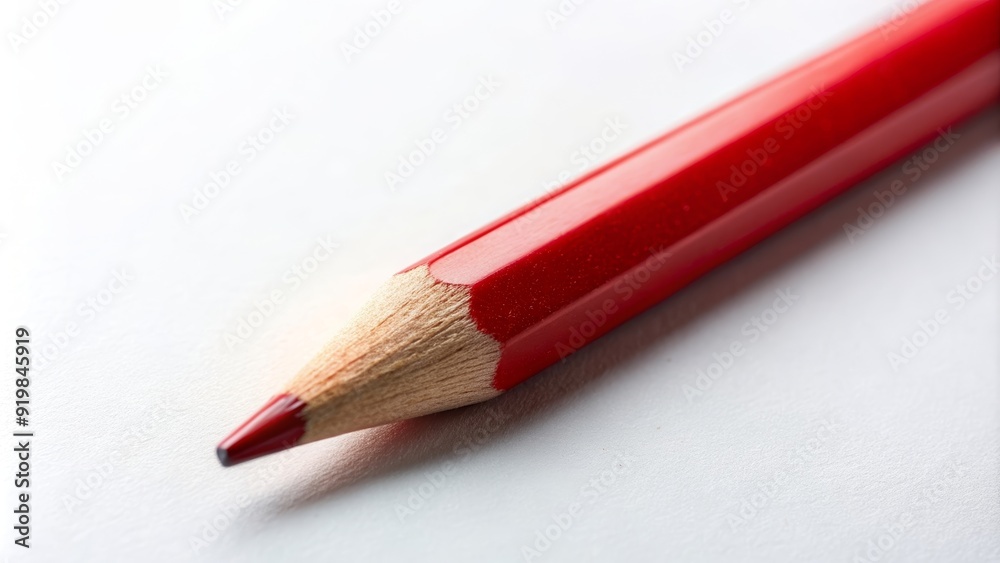 Red pencil isolated on white background, close up shot, red, pencil, isolated, white background Red pencil isolated on white background, close up shot, red, pencil, isolated, white background