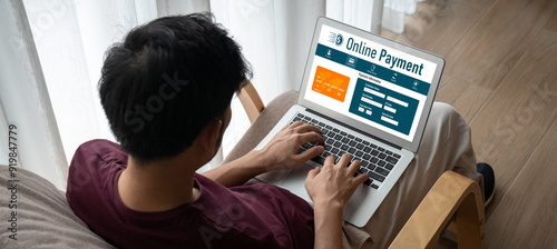 Online payment platform for modish money transfer on the internet netowrk photo