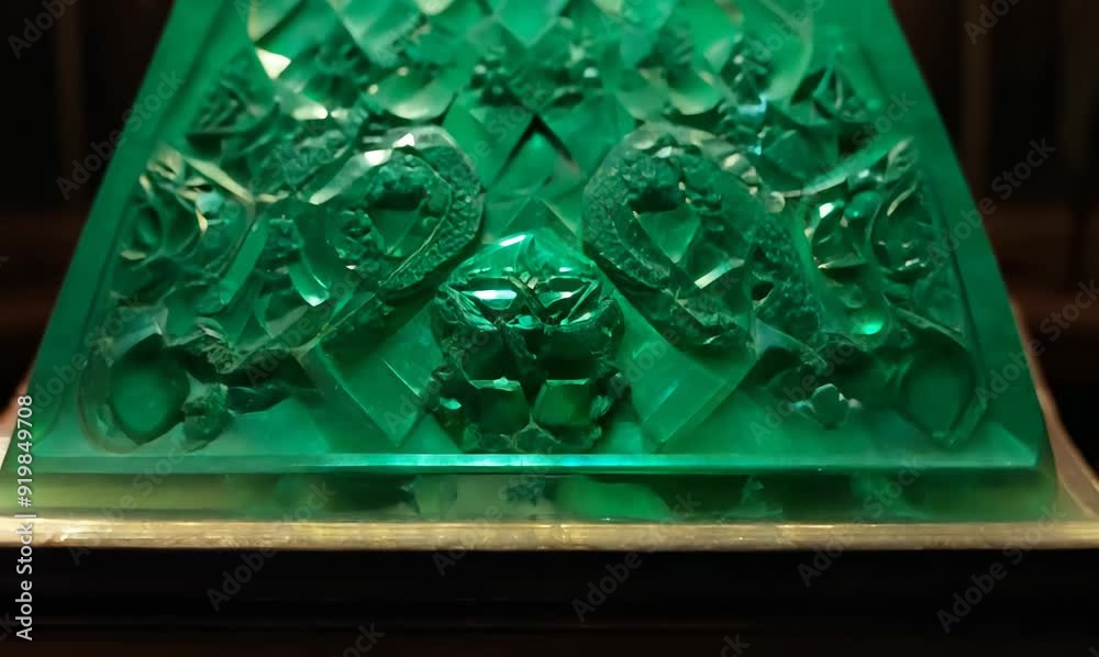 Antique Emerald Artifact Display in Museum Antique Emerald Artifact Display in Museum