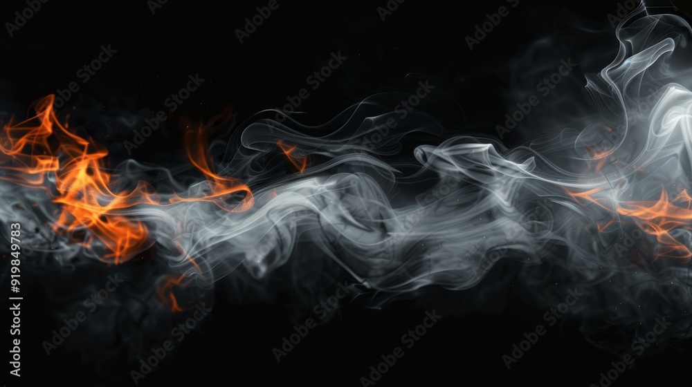 An abstract image that showcases beautiful swirling smoke combined with hints of fiery orange flames An abstract image that showcases beautiful swirling smoke combined with hints of fiery orange flames