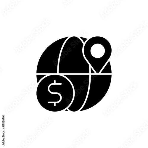 Global Currency Icon - Worldwide Money Exchange Symbol with Dollar Sign, International Finance Graphic, Global Economy Representation, Digital Currency Concept Illustration photo