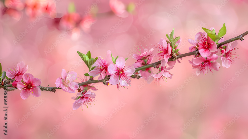 Lovely peach vine in bloom in the springtime environment Lovely peach vine in bloom in the springtime environment