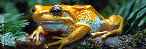 Amazonian Milk Frog Trachycephalus resinifictrix resting on a branch also called Rdeleiteamazonica photo