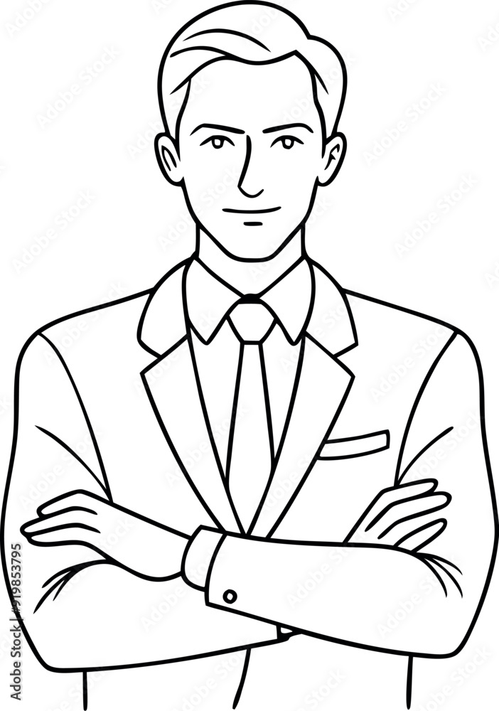 Business Professional Drawing with Arms Crossed in Suit Business Professional Drawing with Arms Crossed in Suit