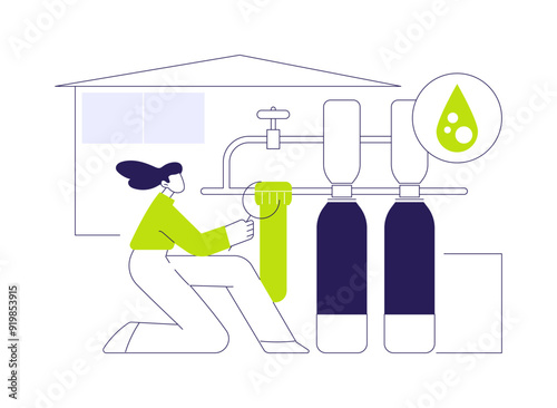 Whole house water filtration abstract concept vector illustration.